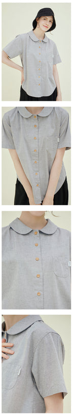 CHIQUITA 8th_Oxford round shirt black 242301SBK (domestic production)