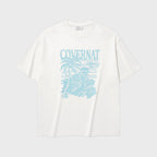 COVERNAT Cool Cotton Sunset Tropical Graphic T-Shirt White