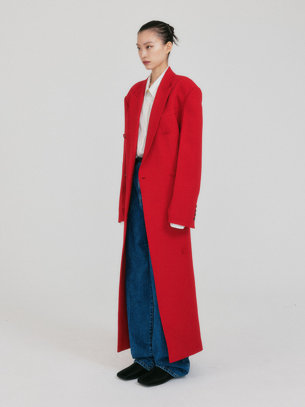 EENK ZABELLE Double-Breasted Coat - Red