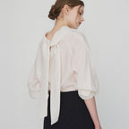 MOMET Grass Back Tie Blouse Cream