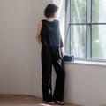 MEMUA Marsh sleeveless blouse slacks set-up (black)