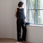 MEMUA Marsh sleeveless blouse slacks set-up (black)