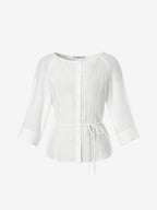 V'NY STUDIO Boat neck belted blouse_YC4SSEA
