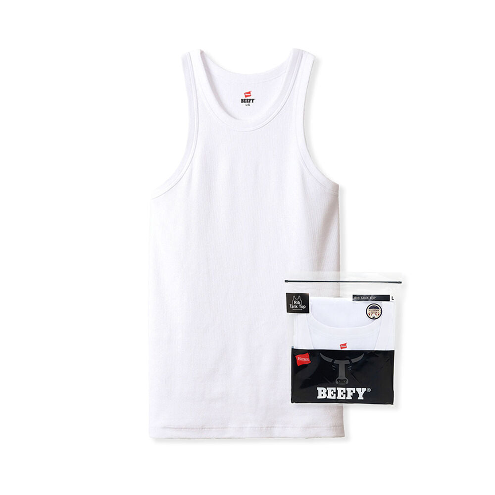 HANES BP Rib Tank Top White