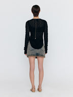 EENK WENETA Asymmetric Front Denim Mini Skirt - Khaki Blue
