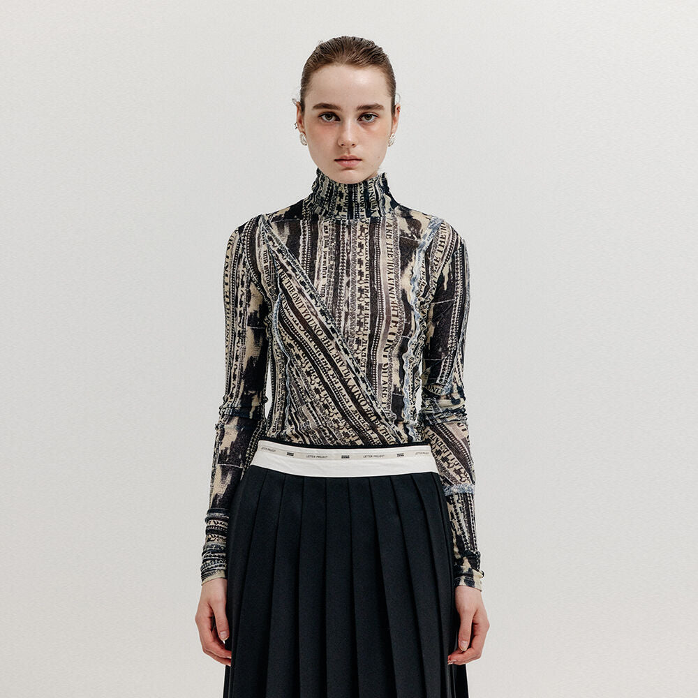 EENK EENK XOL Paneled Turtleneck Top - Black/Beige