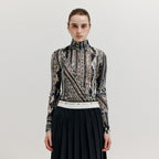 EENK EENK XOL Paneled Turtleneck Top - Black/Beige