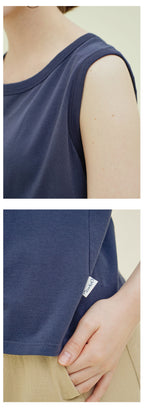 CHIQUITA 8th_Cotton basic sleeveless t-shirt navy 242606SNV (domestic production)
