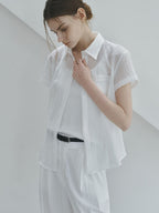 NONANDNON See-through short-sleeved shirt_NHSH6453
