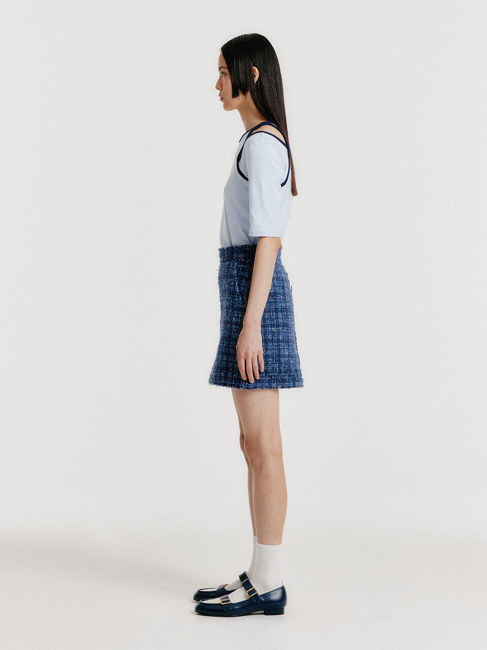 EENK EENK YERO Tweed Mini Skirt - Blue