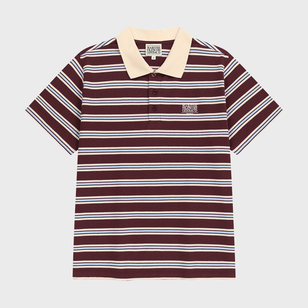 MARITHÉ+FRANҪOIS GIRBAUD SMALL CLASSIC LOGO PK COLLAR TEE stripe