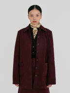 EENK ZUY Denim Utility Jacket - Burgundy