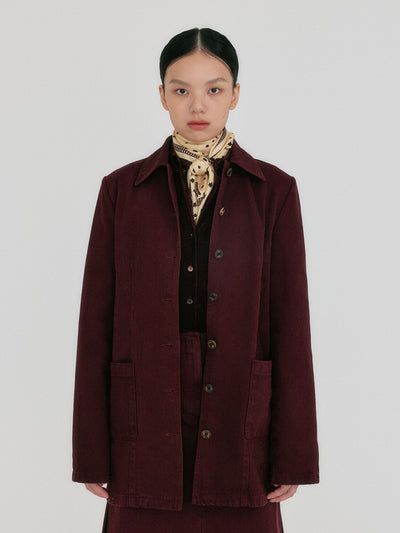ZUY Denim Utility Jacket - Burgundy
