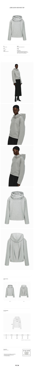 YCH LONG SLEEVE HIGH NECK TOP GREY (W24TS11011GY)