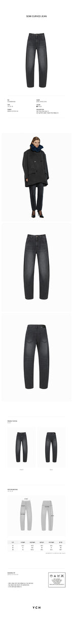 YCH SEMI CURVED JEAN BLACK (W24DB8081BK)