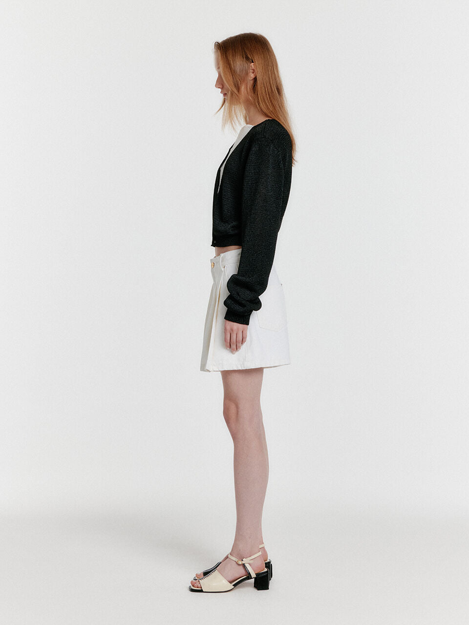 EENK EENK YOLA V-Neck Paneled Knit Cardigan - Black/White