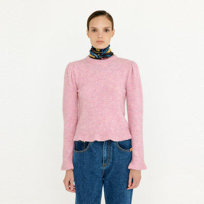 EENK Knitwear Flared Hem Pullover - Light Pink