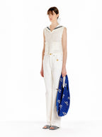EENK UTA Lettering Point Knit Vest - Ivory