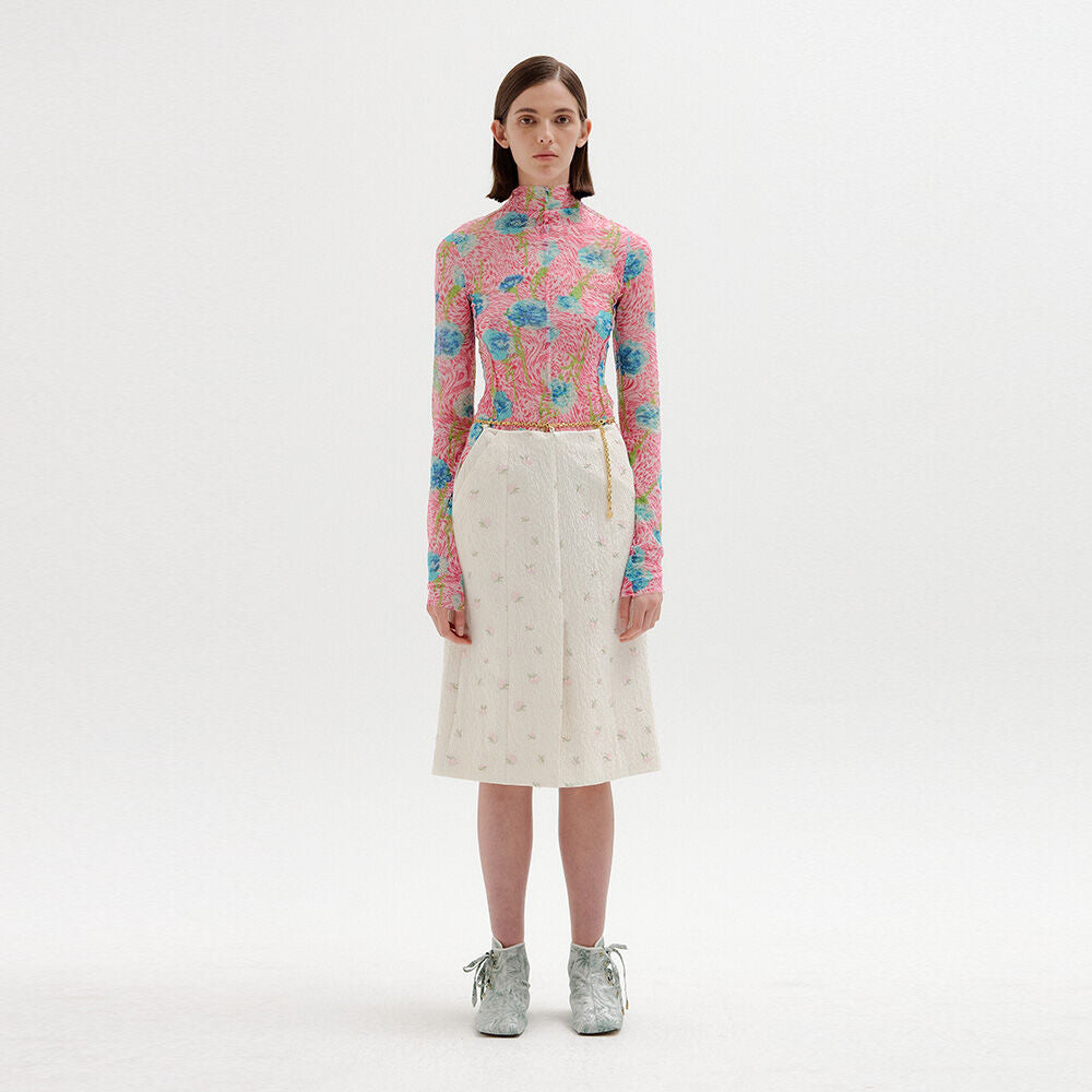 EENK EENK Floral-Print Mockneck Top - Pink Multi