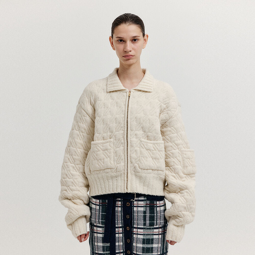 EENK EENK XELDA Textured Zip Cardigan - Ivory