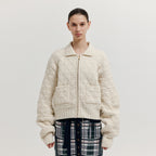 EENK EENK XELDA Textured Zip Cardigan - Ivory