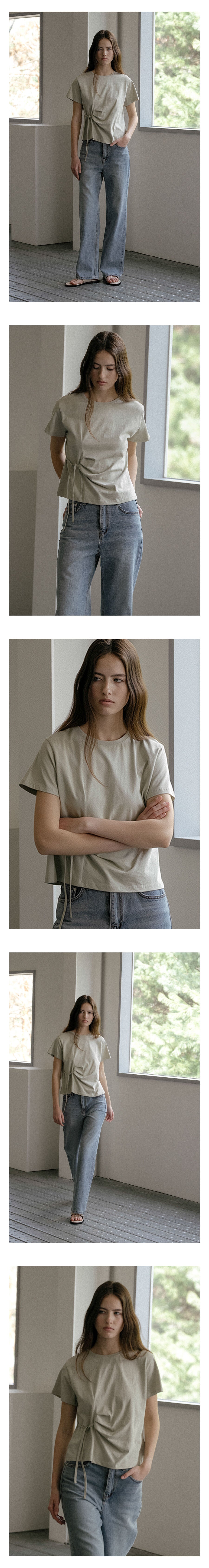 KNOWN BETTER Side tuck strap T-shirt [KNSS03TS09]_Mint beige