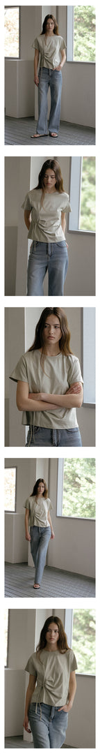 KNOWN BETTER Side tuck strap T-shirt [KNSS03TS09]_Mint beige
