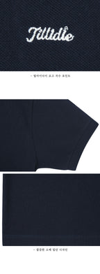 TILLIDIE Unbalanced collar button t-shirt TISU01TS15_Navy