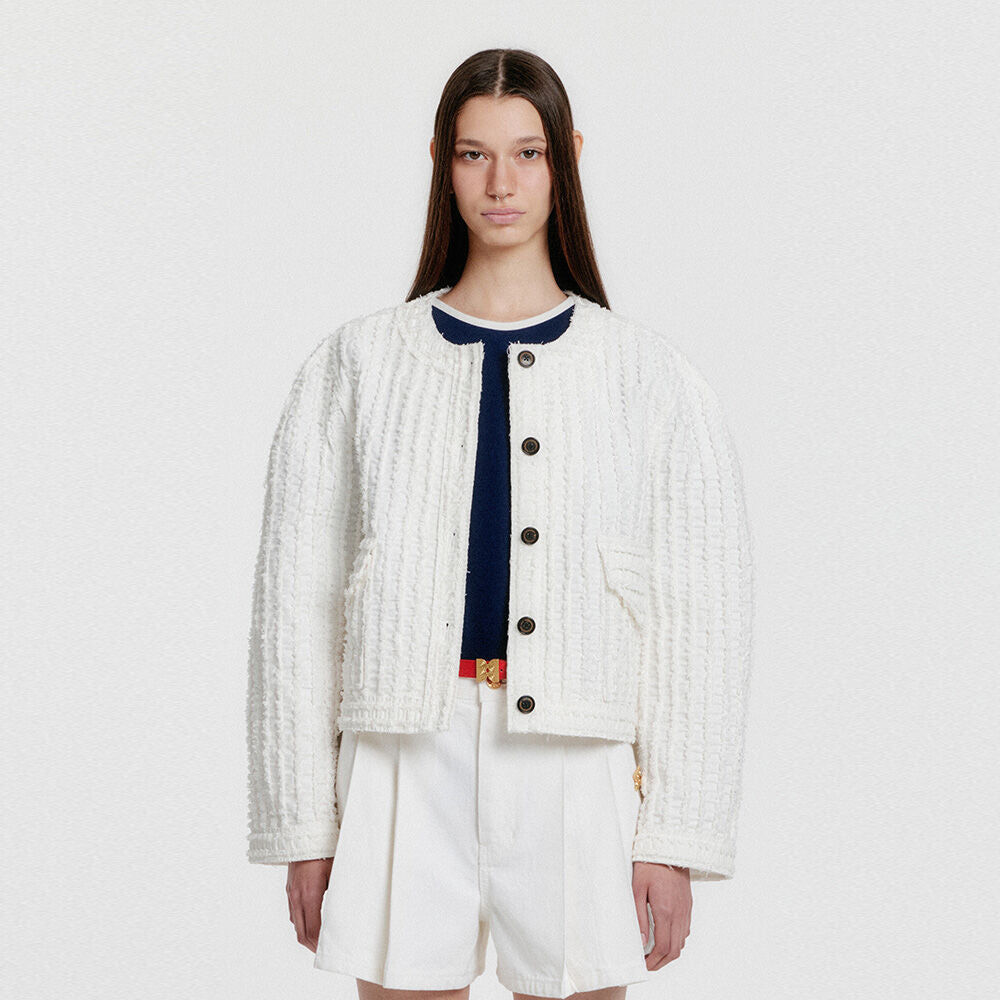 EENK YELLY Short Textured Single Jacket - White