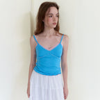 ETMON Cross Lace Cami Top, Blue