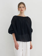 MOMET Milo Yoru Shirring Blouse Black