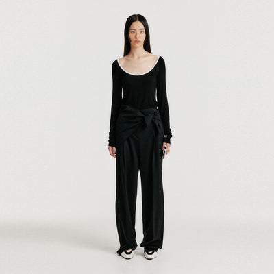 YEDIA Scarfed Pants - Black