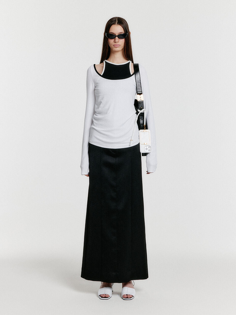 EENK YOU Contrast Long Sleeve Jersey Top - White