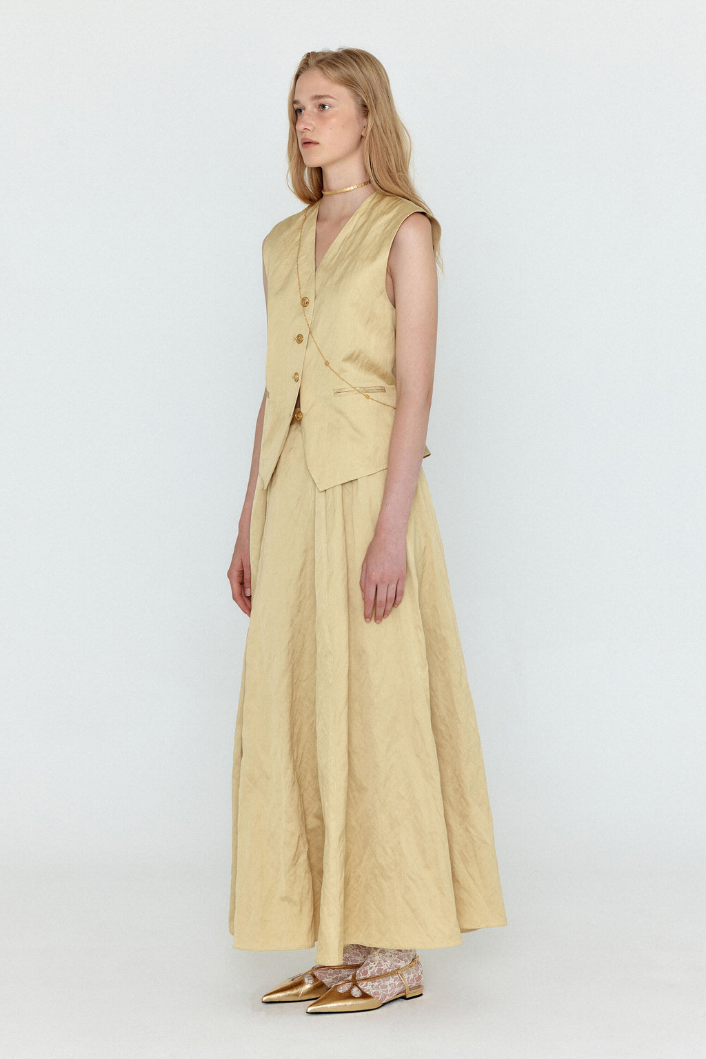 EENK EENK WICOLE Flared Maxi Skirt - Beige