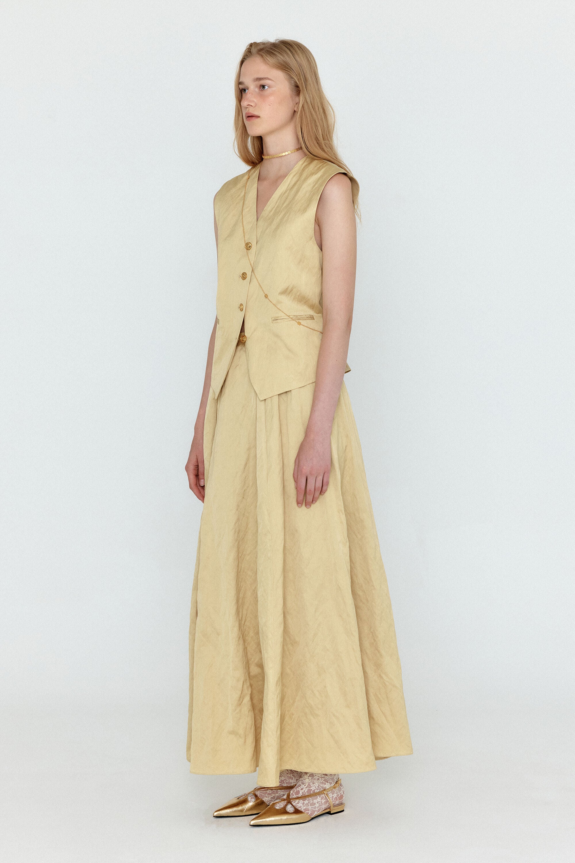 EENK EENK WICOLE Flared Maxi Skirt - Beige