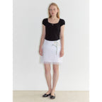 SINOON Round Shirring T-Shirt (Black)