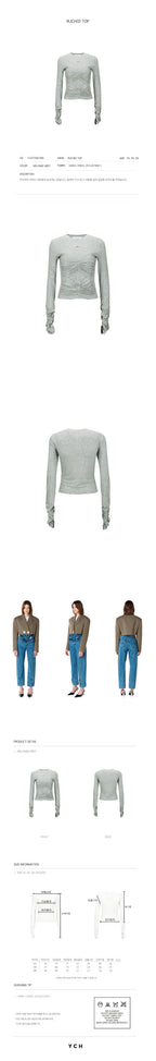 YCH RUCHED TOP MELANGE GREY (F23TO901MG)