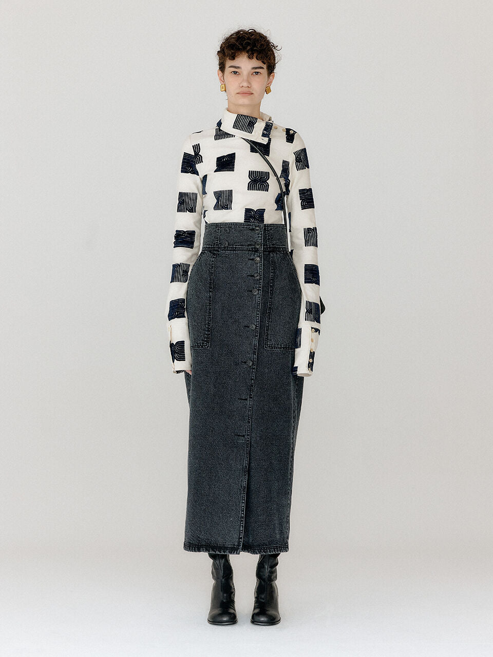 EENK EENK VEROSA Turtleneck Top - Ivory/Black