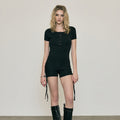 NO EXTRA TOUCH NO EXTRA TOUCH Jumpsuit Henley Neck Black