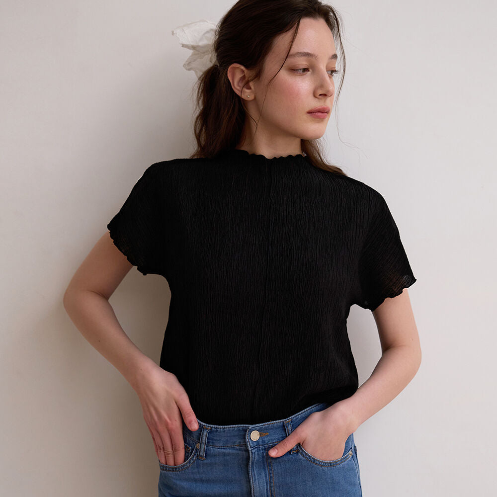 BEMUSE MANSION Waving wrinkle top - Blue grey