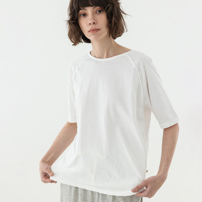 Maria Nagrang Layered Pure Cotton Summer Women's Short Sleeve T-Shirt Inner Tee Ivory