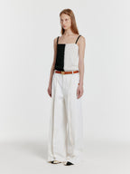 EENK [Wearing Hyomin] YON Stitched Color Block Knit Top - Black/White