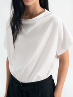MAGJAY Drape semi-high neck t-shirt - white
