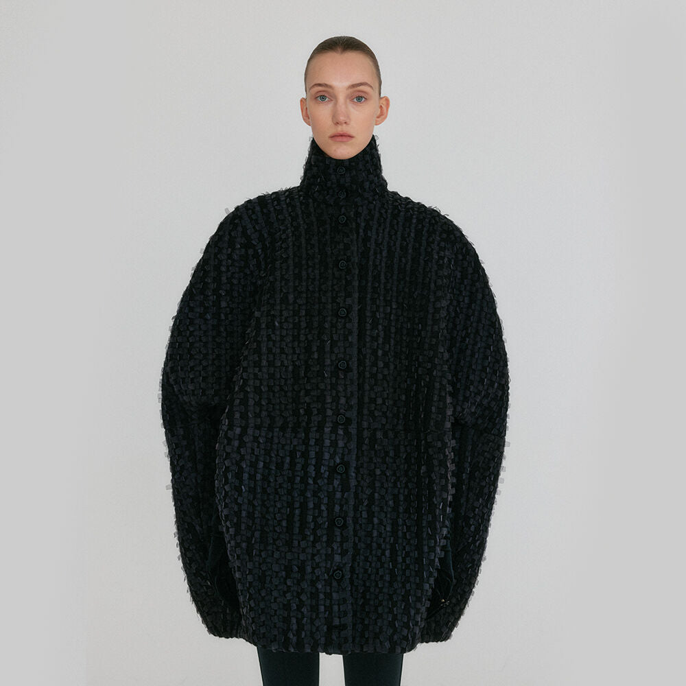 EENK ZO Voluminous High Neck Jacket - Black
