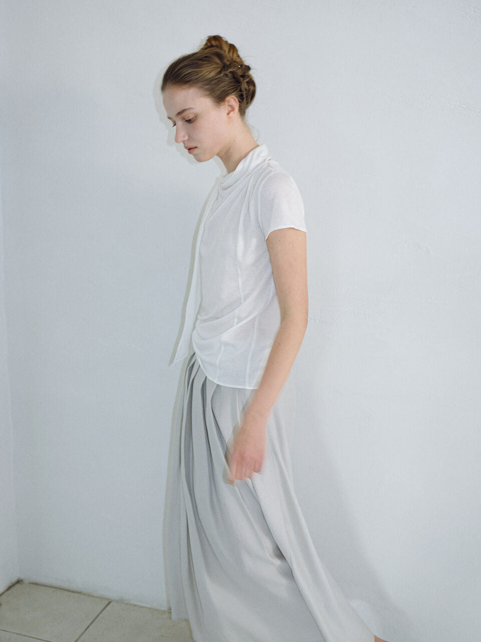 OVBEIGE SHEER TIE NECK T-SHIRTS_IVORY_OF2C2XTS02IVY