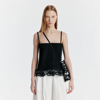 YESICA Embroidery Lace Top - Black
