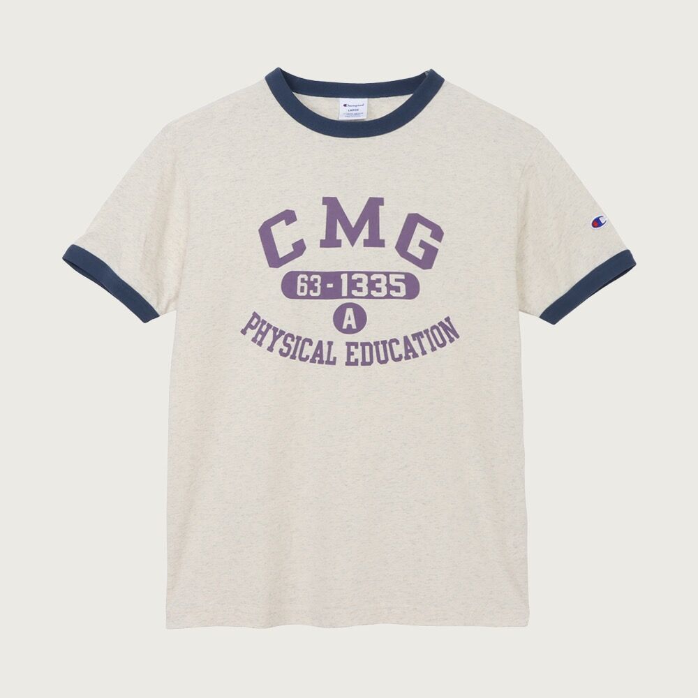 CHAMPION Basic Graphic Ringer T-Shirt Blue