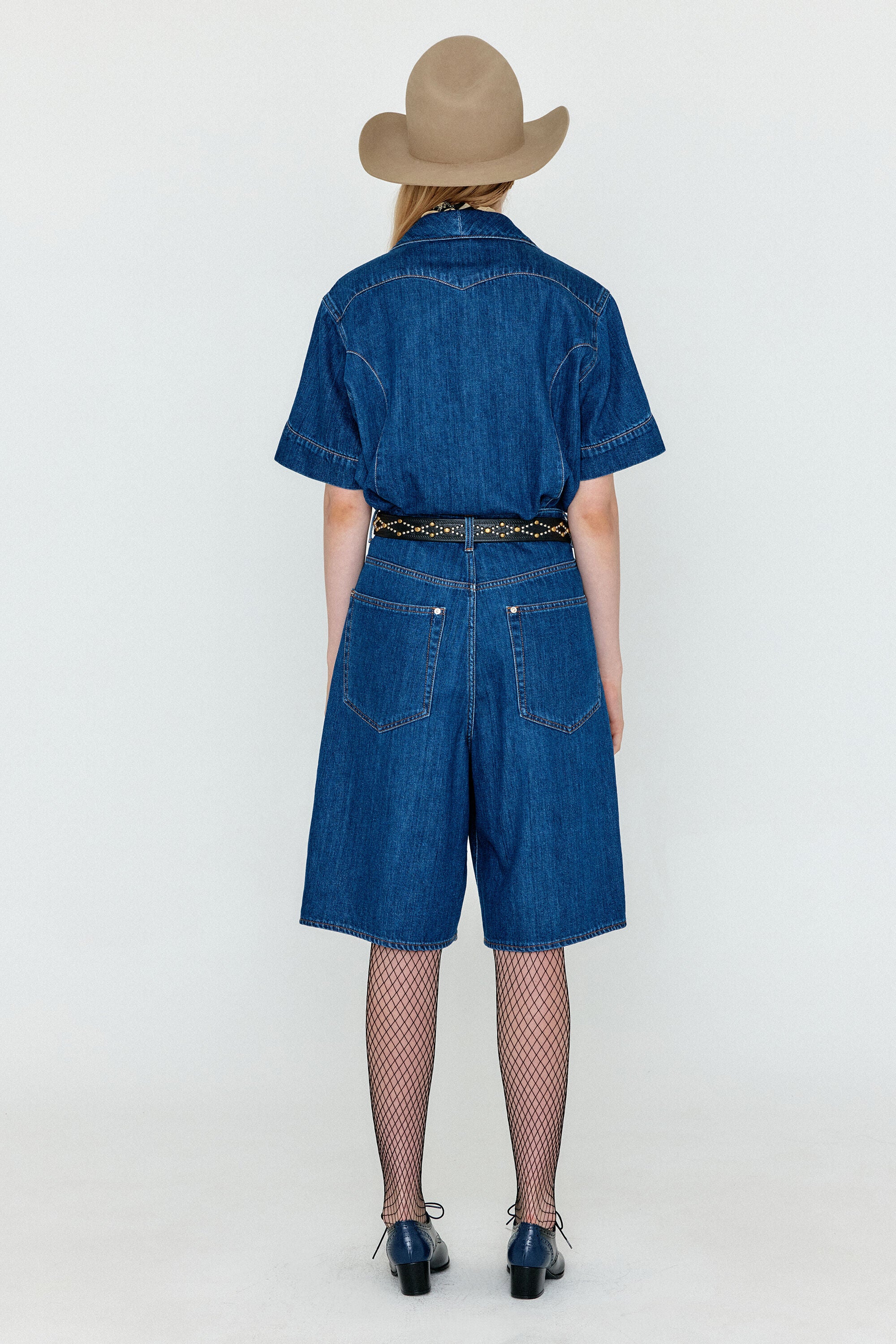 EENK EENK WICO Folded Front Denim Bermuda Shorts