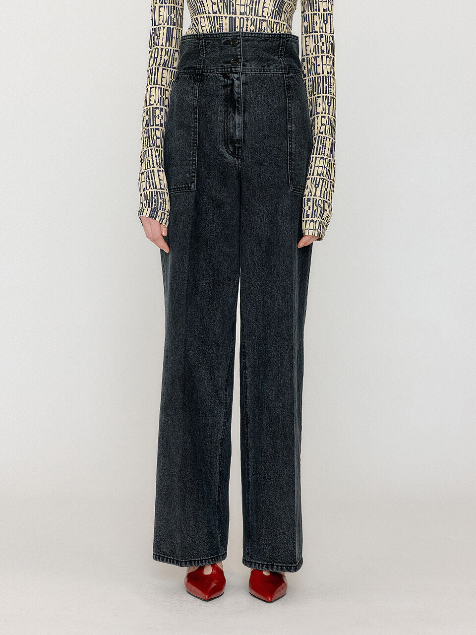 EENK EENK VORSET High-Rise Wide Denim Pants - Black
