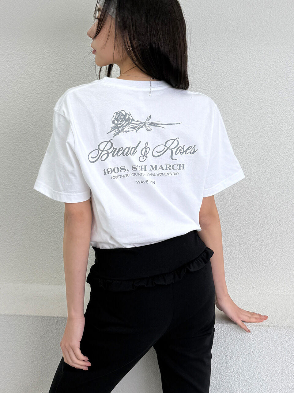 WAVE UNION Bread and roses T-shirt white